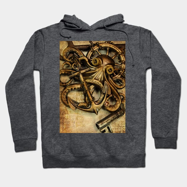 Vintage anchor and octopus steampunk Hoodie by CatCoconut-Art